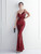 In Stock:Ship in 48 Hours Burgundy Sequins Beading Backless Party Dress