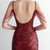 In Stock:Ship in 48 Hours Burgundy Sequins Beading Backless Party Dress