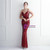 In Stock:Ship in 48 Hours Burgundy Sequins Beading Backless Party Dress