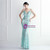 In Stock:Ship in 48 Hours Mint Green Sequins Beading Backless Party Dress