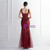 In Stock:Ship in 48 Hours Burgundy Tulle Sequins Beading Party Dress