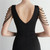 In Stock:Ship in 48 Hours Black V-neck Pleats Beading Party Dress
