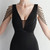 In Stock:Ship in 48 Hours Black V-neck Pleats Beading Party Dress