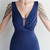 In Stock:Ship in 48 Hours Navy Blue V-neck Pleats Beading Party Dress