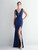In Stock:Ship in 48 Hours Navy Blue V-neck Pleats Beading Party Dress