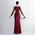 In Stock:Ship in 48 Hours Burgundy Sequins Pleats Long Sleeve Party Dress