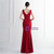 In Stock:Ship in 48 Hours Burgundy V-neck Pleats Party Dress