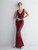 In Stock:Ship in 48 Hours Burgundy Mermaid Sequins Beading Party Dress