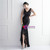 In Stock:Ship in 48 Hours Black Hi Lo Sequins Beading Party Dress