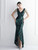In Stock:Ship in 48 Hours Green Hi Lo Sequins Beading Party Dress