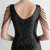 In Stock:Ship in 48 Hours Black Gold V-neck Sequins Beading Party Dress