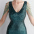 In Stock:Ship in 48 Hours Green Silver V-neck Sequins Beading Party Dress