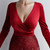 In Stock:Ship in 48 Hours Red Velvet Sequins V-neck Party Dress