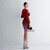 In Stock:Ship in 48 Hours Red Velvet Sequins V-neck Party Dress