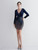 In Stock:Ship in 48 Hours Navy Blue Velvet Sequins V-neck Party Dress