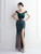 In Stock:Ship in 48 Hours Green Velvet Sequins Off the Shoulder Party Dress