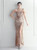 In Stock:Ship in 48 Hours Gold Sequins Feather Straps Backless Party Dress