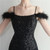 In Stock:Ship in 48 Hours Black Sequins Feather Straps Backless Party Dress