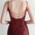 In Stock:Ship in 48 Hours Burgundy Sequins Beading Short Party Dress