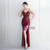 In Stock:Ship in 48 Hours Burgundy Sequins Straps Beading Party Dress