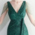 In Stock:Ship in 48 Hours Green Sequins V-neck Split Party Dress