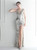 In Stock:Ship in 48 Hours Apricot Silver Sequins Beading Party Dress