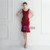 In Stock:Ship in 48 Hours Burgundy Knee Length Beading Party Dress