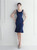 In Stock:Ship in 48 Hours Navy Blue Knee Length Beading Party Dress