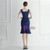 In Stock:Ship in 48 Hours Navy Blue Knee Length Beading Party Dress