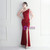 In Stock:Ship in 48 Hours Burgundy Split One Shoulder Beading Party Dress
