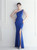 In Stock:Ship in 48 Hours Royal Blue Split One Shoulder Beading Party Dress