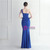 In Stock:Ship in 48 Hours Royal Blue Split One Shoulder Beading Party Dress