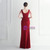 In Stock:Ship in 48 Hours Burgundy Pleats Beading Split Party Dress