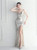 In Stock:Ship in 48 Hours Apricot Silver Sequins Beading Split Party Dress