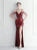 In Stock:Ship in 48 Hours Burgundy Split Sequins Beading Party Dress