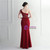 In Stock:Ship in 48 Hours Burgundy One Shoulder Split Beading Party Dress