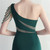 In Stock:Ship in 48 Hours Green One Shoulder Split Beading Party Dress