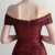 In Stock:Ship in 48 Hours Burgundy Sequins Off the Shoulder Split Party Dress