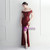 In Stock:Ship in 48 Hours Burgundy Sequins Off the Shoulder Split Party Dress