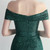 In Stock:Ship in 48 Hours Green Sequins Off the Shoulder Split Party Dress