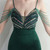 In Stock:Ship in 48 Hours Dark Green Velvet Beading Sequins Party Dress