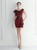 In Stock:Ship in 48 Hours Sexy Burgundy Sequins Beading Mini Party Dress