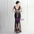 In Stock:Ship in 48 Hours Black Gold Sequins See-through Waist Crystal Party Dress