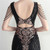 In Stock:Ship in 48 Hours Black Gold Sequins See-through Waist Crystal Party Dress
