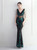 In Stock:Ship in 48 Hours Black Green Sequins See-through Waist Crystal Party Dress