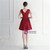 In Stock:Ship in 48 Hours Burgundy V-neck Pleats Beading Short Party Dress