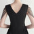 In Stock:Ship in 48 Hours Black V-neck Pleats Beading Short Party Dress