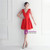 In Stock:Ship in 48 Hours Red V-neck Pleats Beading Short Party Dress