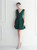 In Stock:Ship in 48 Hours Green V-neck Pleats Beading Short Party Dress