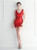 In Stock:Ship in 48 Hours Red V-neck Sequins Mini Party Dress